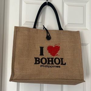 Burlap Beach Tote Bag